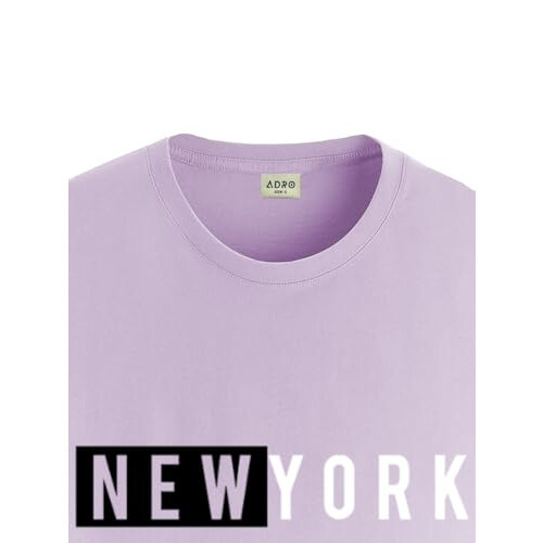 ADRO Heren Solid Regular Fit T-shirt (RN24-NKY-PU_Paars 1