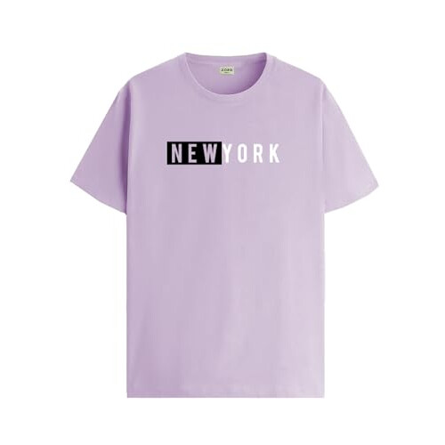 ADRO Heren Solid Regular Fit T-shirt (RN24-NKY-PU_Paars