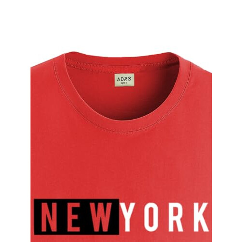 ADRO Men's Solid Regular Fit T-Shirt (RN24-NKY-RD_Red 1