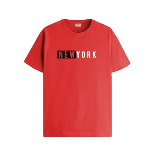 ADRO Men's Solid Regular Fit T-Shirt (RN24-NKY-RD_Red