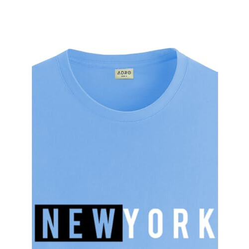 ADRO Men's Solid Regular Fit T-Shirt (RN24-NKY-SK_Sky Blue 1