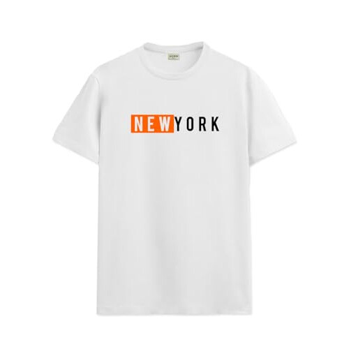 ADRO Heren Solid Regular Fit T-shirt (RN24-NKY-WH_Wit