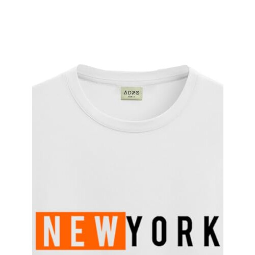 ADRO Heren Solid Regular Fit T-shirt (RN24-NKY-WH_Wit 1