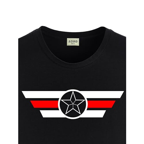ADRO Men's Solid Regular Fit T-Shirt (RN24-CAP-BL_Black 1
