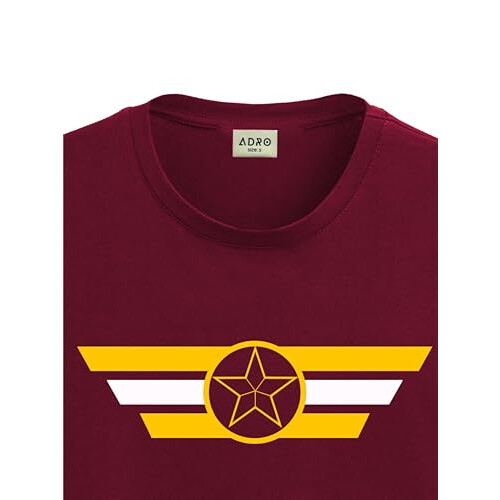 ADRO Heren Solid Regular Fit T-shirt (RN24-CAP-MR_Maroon 1