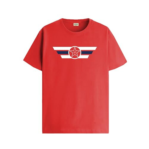 ADRO Heren Solid Regular Fit T-shirt (RN24-CAP-RD_Red