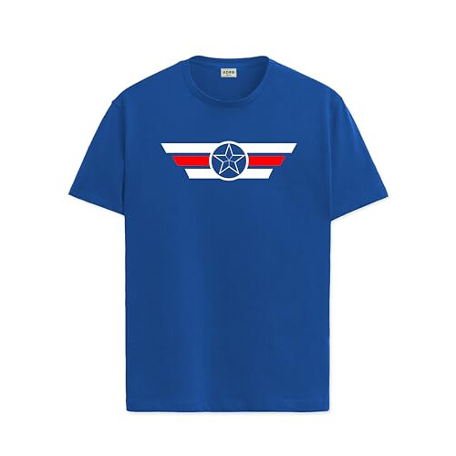 ADRO Heren Solid Regular Fit T-shirt (RN24-CAP-RB_Royal Blue