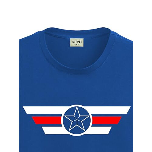 ADRO Heren Solid Regular Fit T-shirt (RN24-CAP-RB_Royal Blue 1