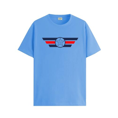 ADRO Heren Solid Regular Fit T-shirt (RN24-CAP-SK_Sky Blue