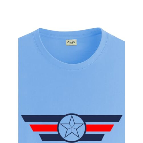 ADRO Heren Solid Regular Fit T-shirt (RN24-CAP-SK_Sky Blue 1