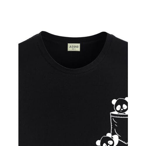 ADRO Men's Solid Regular Fit T-Shirt (RN24-POC-BL_Black 1