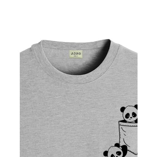 ADRO Men's Solid Regular Fit T-Shirt (RN24-POC-GR_Grey 1