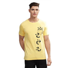 ADRO Heren Solid Regular Fit T-shirt (RN24-POC-LY_Lichtgeel
