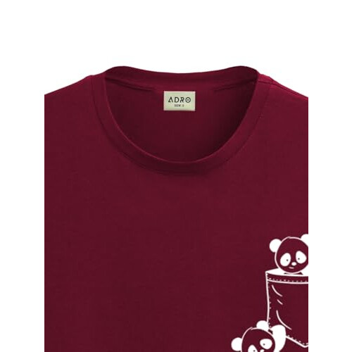 ADRO Men's Solid Regular Fit T-Shirt (RN24-POC-MR_Maroon 1