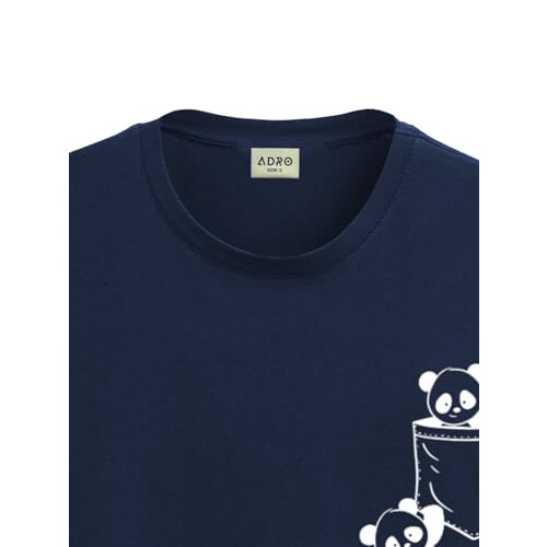 ADRO Heren Solid Regular Fit T-shirt (RN24-POC-NB_Navy Blue 1