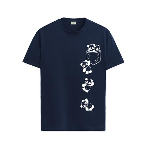 ADRO Heren Solid Regular Fit T-shirt (RN24-POC-NB_Navy Blue