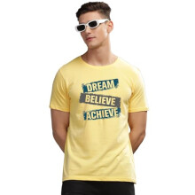 ADRO Heren Solid Regular Fit T-shirt (RN24-DBA-LY_Lichtgeel