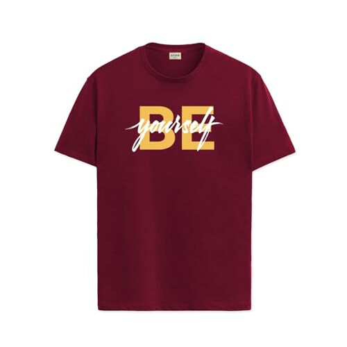 ADRO Heren Solid Regular Fit T-shirt (RN24-BYO-MR_Maroon
