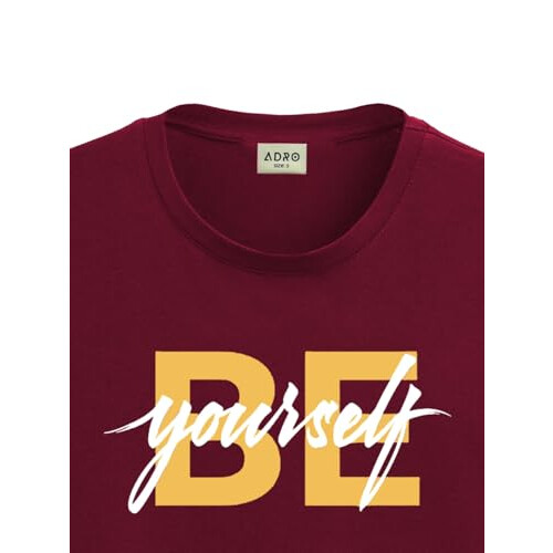 ADRO Heren Solid Regular Fit T-shirt (RN24-BYO-MR_Maroon 1