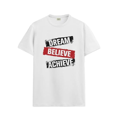 ADRO Men's Solid Regular Fit T-Shirt (RN24-DBA-WH_White