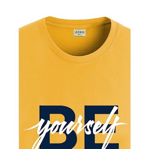 ADRO Heren Solid Regular Fit T-shirt (RN24-BYO-MU_Mustard 1