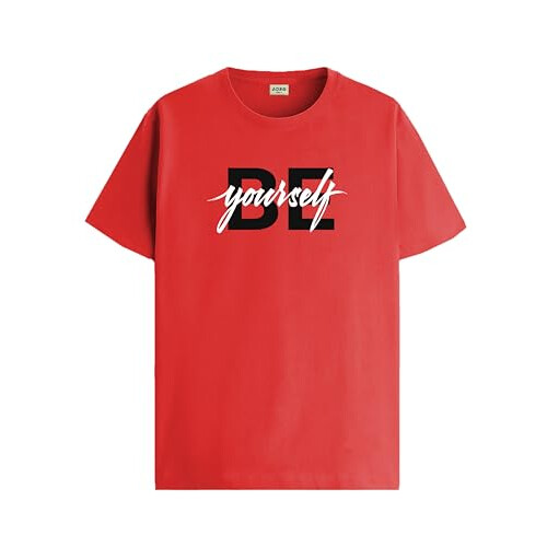 ADRO Men's Solid Regular Fit T-Shirt (RN24-BYO-RD_Red