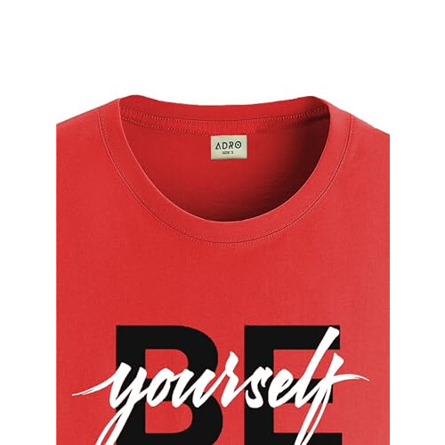ADRO Men's Solid Regular Fit T-Shirt (RN24-BYO-RD_Red 1