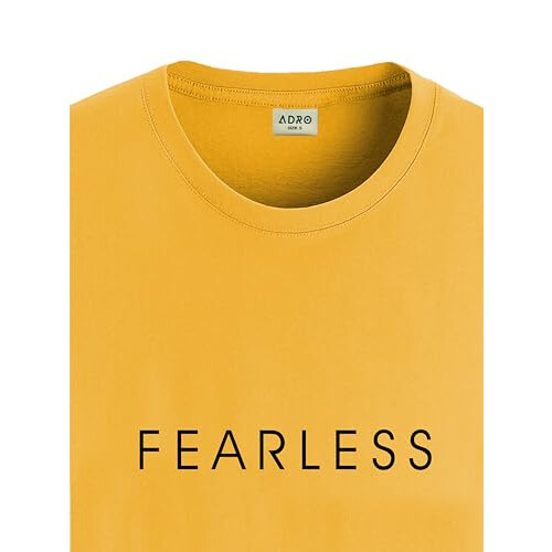 ADRO Men's Solid Regular Fit T-Shirt (RN24-FRL-MU_Mustard 1
