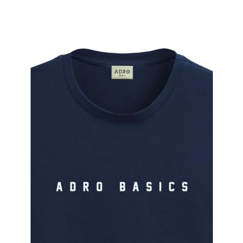 ADRO Heren Solid Regular Fit T-shirt (RN24-AR2-NB_Navy Blue 1
