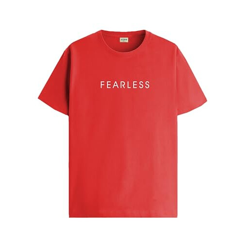 ADRO Heren Solid Regular Fit T-shirt (RN24-FRL-RD_Red