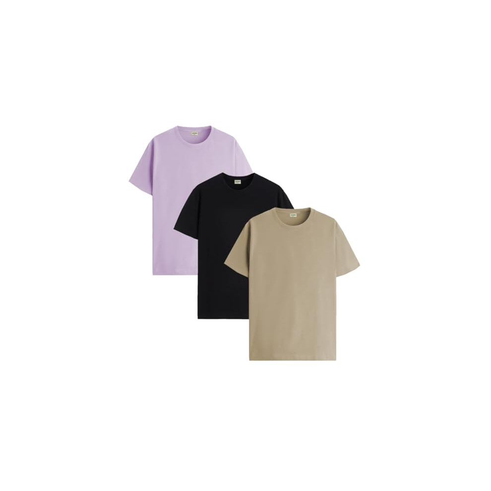 Lot De 3 T-Shirts Adro Pour Homme, En Coton, Coupe Classique, Uni | RCM3-PLN-BL--image