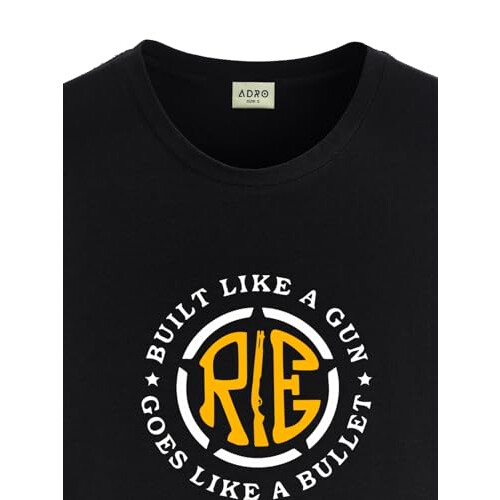 ADRO Men's Solid Regular Fit T-Shirt (RN24-BUL-BL_Black 1