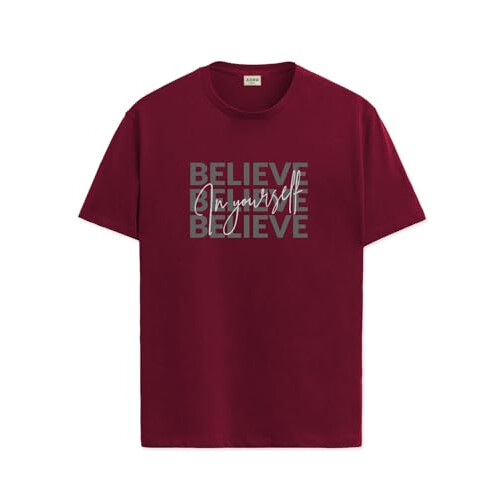 ADRO Men's Solid Regular Fit T-Shirt (RN24-INV-MR_Maroon