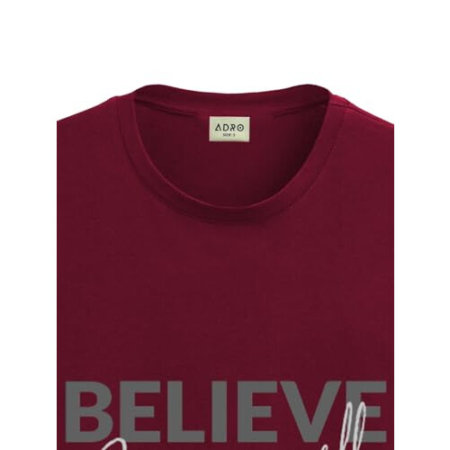 ADRO Men's Solid Regular Fit T-Shirt (RN24-INV-MR_Maroon 1