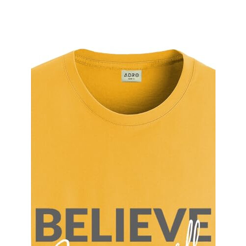 ADRO Heren Solid Regular Fit T-shirt (RN24-INV-MU_Mustard 1