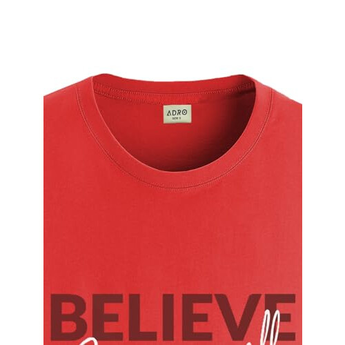 ADRO Heren Solid Regular Fit T-shirt (RN24-INV-RD_Red 1