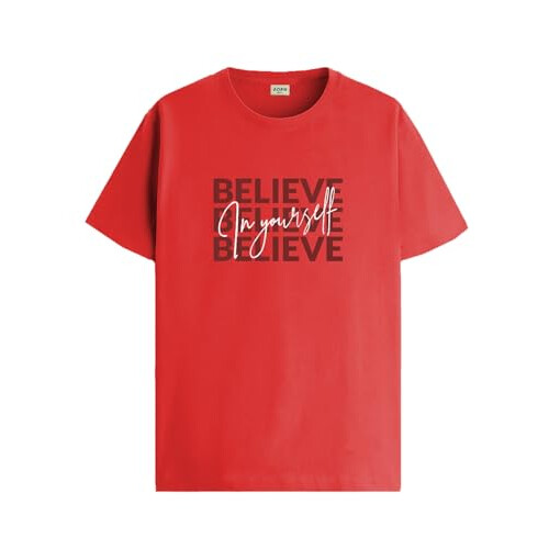 ADRO Heren Solid Regular Fit T-shirt (RN24-INV-RD_Red