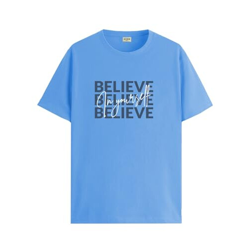 ADRO Men's Solid Regular Fit T-Shirt (RN24-INV-SK_Sky Blue