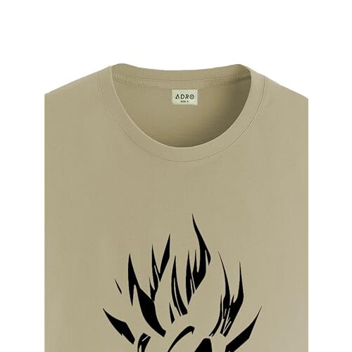 ADRO Men's Solid Regular Fit T-Shirt (RN24-GOK-BE_Beige 1