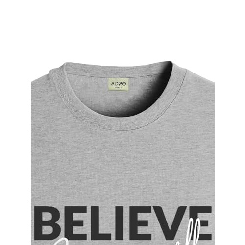 ADRO Heren Solid Regular Fit T-shirt (RN24-INV-GR_Grijs 1