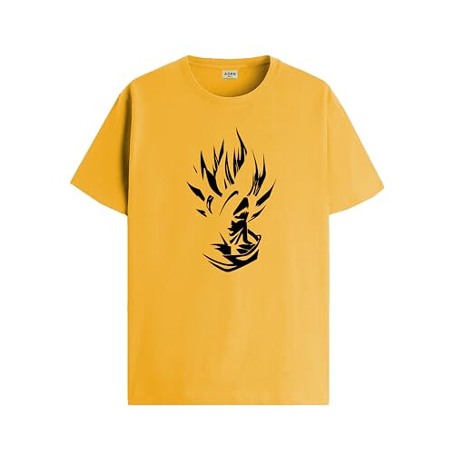 ADRO Heren Solid Regular Fit T-shirt (RN24-GOK-MU_Mustard