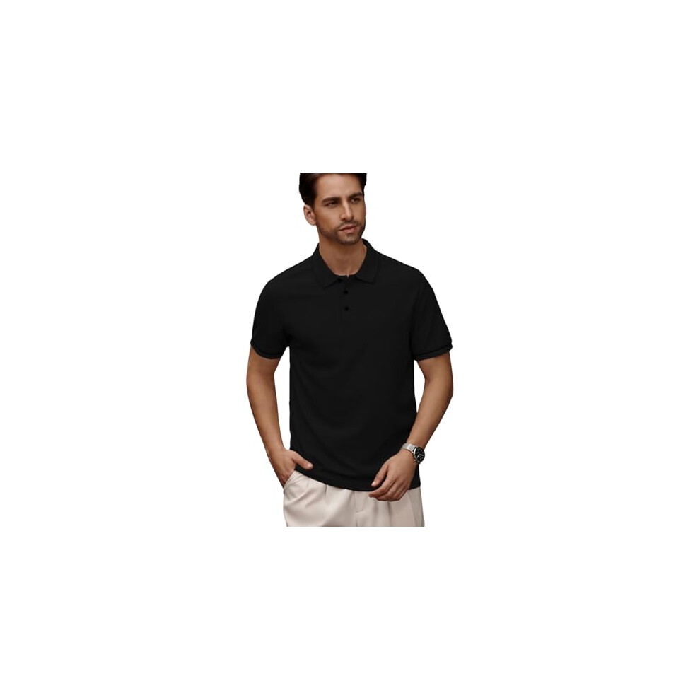 Polo d  contract      coupe r  guli  re Leriya Fashion pour homme (LF-MT-1138_Noir L)