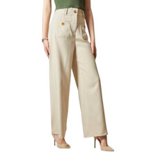 Pantaloni alla moda Leriya da donna a vita alta | Pantaloni da donna | Pantaloni da donna | Pantaloni da donna (LF-TR1068-M-OFF Bianco)