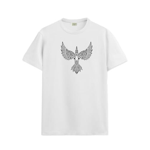 ADRO Heren Solid Regular Fit T-shirt (RN24-BIRD-WH_Wit