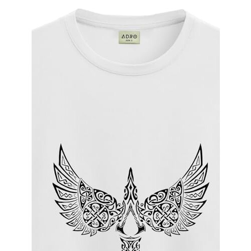 ADRO Heren Solid Regular Fit T-shirt (RN24-BIRD-WH_Wit 1