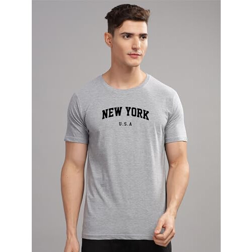 ADRO Heren Solid Regular Fit T-shirt (RN24-NEW-GR_Grijs 2