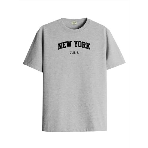 ADRO Heren Solid Regular Fit T-shirt (RN24-NEW-GR_Grijs