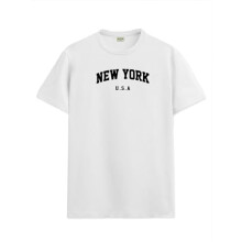 ADRO Mens New York Printed Tshirt for Men - Premium Cotton T Shirt for Men - Urban Stylish T-Shirt in Regular Fit White T-Shirt |RN24-NEW-WH-M