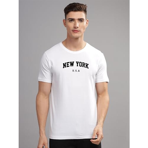 ADRO Heren Solid Regular Fit T-shirt (RN24-NEW-WH_Wit 2
