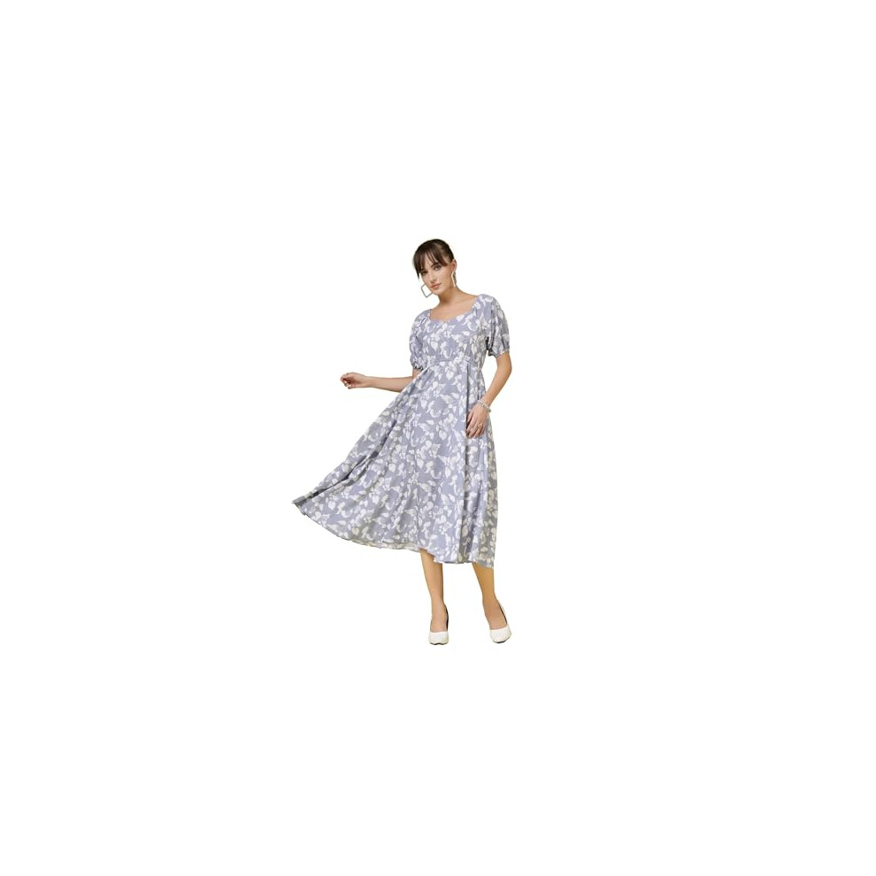 Oomph! Abito In Cr Pe Stampato Da Donna, Stile Western E Fusion, Con Maniche A Sbuffo, Multicolore - Md991-image